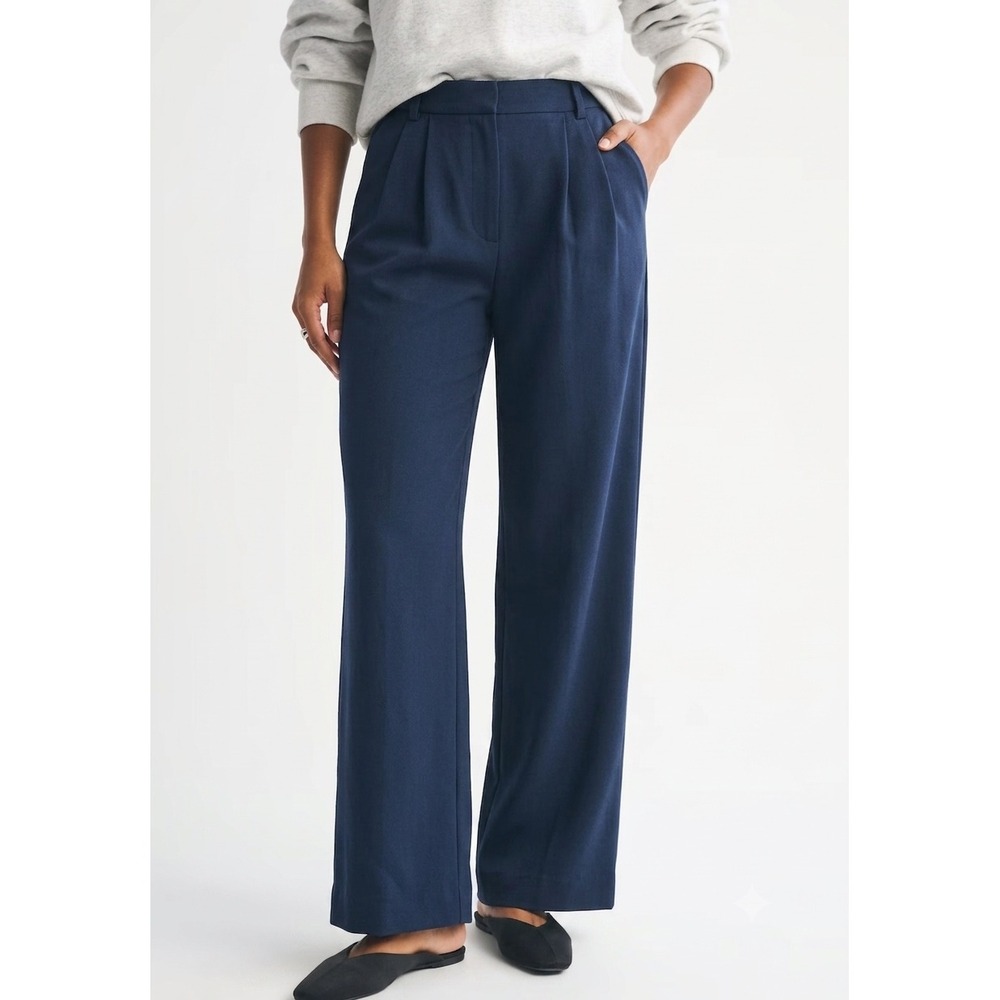Abercrombie & Fitch Sloane Tailored Wide Leg Pants High Rise Navy Blue Size 27/4